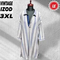 ✅VINTAGE IZOD ストライプ 鹿子 ポロシャツ 3XL ゴルフのサムネイル