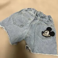 ミッキーマウス刺繍デニムハーフパンツ