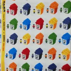 ブロック柄　オーダー受付　レッスンバッグ　座布団カバー　防災頭巾カバー