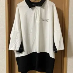 【LUCY】ハーフジップ ポロシャツ ホワイト/ブラック メンズ【WEGO】のサムネイル
