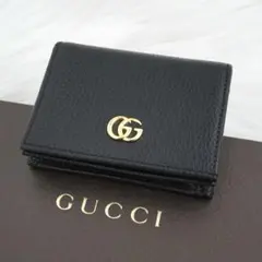 未使用品　GUCCI グッチ　二つ折り財布　レザー　GG柄　マーモント　ブラック