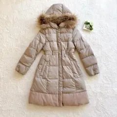 組曲　Aライン　切り替え　ダウンコート　ラクーンファー　サイズ1 ベージュ