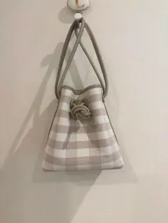 vasic チェック柄バケットバッグ ベージュ系