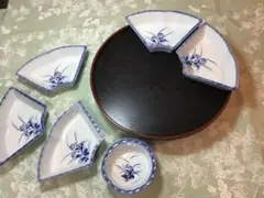 回転オードブルセットB　花柄　三洋陶器　【昭和レトロ】(ゆ120)