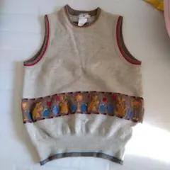 M.U. SPORTS ニットベスト 100%ウール 動物刺繍