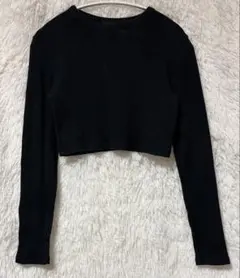 【JEANASIS】ジーナシス リブクロップド長袖Tシャツ ブラック フリー