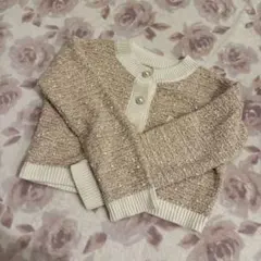 GRL パールボタンファンシーツイードショート丈カーディガン[kz34]