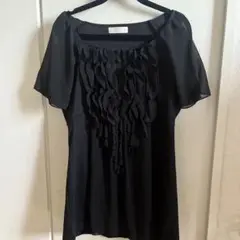 美品⭐️フリル付き黒半袖トップス