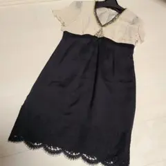 最終値下げ❤️グレースコンチネンタル❤️バイカラービジュージョゼットレースワンピ