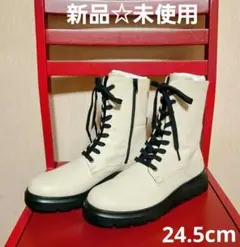 ECCO 新品未使用 ミッドカットレザー　レースアップブーツ39(24.5cm)