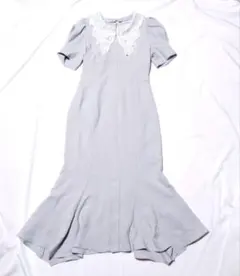 SNIDELスナイデル　エンブロイダリーカラーマーメイドワンピース　1（M）