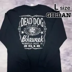 USA古着　GILDAN　長袖Tシャツ　L　ブラック　プリント　イベント　ロゴ