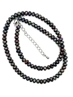 【高品質テリ最強】本黒真珠ブラックパールバロック形ネックレス　ピーコックカラー