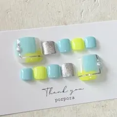 A13 アウトレット フットネイルチップ 10本セット 幾何学 ネオン