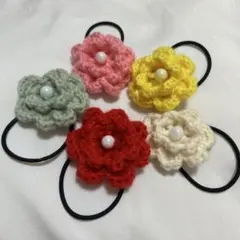 ハンドメイド お花のヘアゴム 5個セット