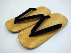 未使用美品 雪駄 男性用 特殊加工 牛皮底 黄色 黒■N80304-1