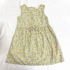 H&M ワンピース 花柄 ノースリーブ リボン グリーン 120cm
