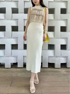 SNIDEL Sustainable チュール & ノースリニットワンピース