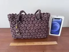 花結び編みかごバック　ダークブラウン