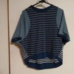 BEAMS HEART 半袖カットソー 青 ストライプ