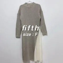 フィフス fifth ニットワンピース グレージュ プリーツ切替 レイヤード風