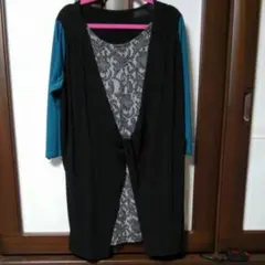 お値下げ 美品 七分袖チュニック ドッキングワンピース