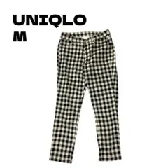 UNIQLO チェックプリントクロップドレギンスパンツ ブラック M 古着
