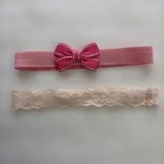 ベビー用リボン付きヘアバンド2点セット18cm