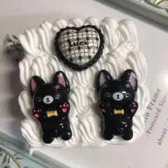 Luckハート付き黒犬マルチケース