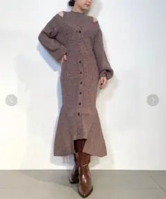 【Lily Brown】レイヤードニットワンピース