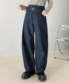 アシメウエストカーブデニムパンツ　クラシカルエルフ　ワイドデニム　ストレート