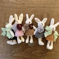 【ハンドメイド】うさぎのブローチセット レース・編みモチーフ