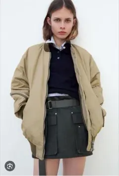 ザラ オリーブ クロップドボンバージャケットセットアット XL - メルカリ