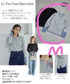 田中里奈 mysa 袖配色ニット 中灰 M