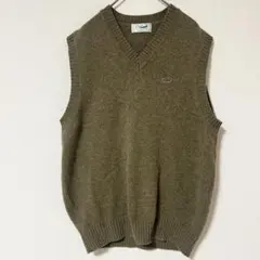 希少 クロコダイル ニットベスト ウール 100% ワニ ロゴ M