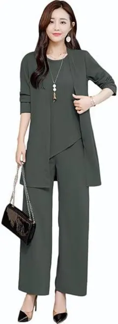 ★新品未使用★レディースパンツスーツ3点セット体型カバー