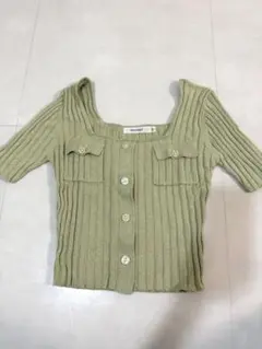 MOUSSY ラメ入り リブニット 半袖 トップス