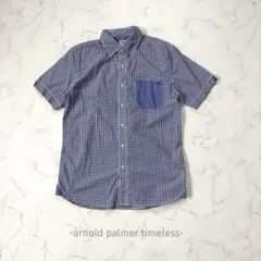 arnold palmer timeless/半袖シャツ/L/チェック/ブルー