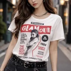 HYSTERIC GLAMOUR ガールプリントTシャツ ホワイト 半袖