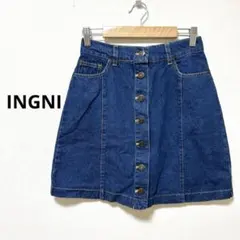 INGNIイング　デニム ミニスカートフロントボタン インディゴブルー　台形　Mのサムネイル