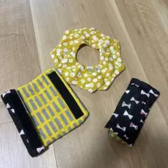 ハンドメイド　よだれカバー　スタイセット　中古品