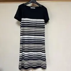 ネイビーとホワイトのストライプ半袖チュニック