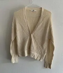 UNIQLO アイボリー メッシュカーディガン M