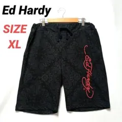 Ed Hardy　エドハーディー　ハーフパンツ　ペイズリー柄　メンズ　黒　XLのサムネイル