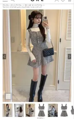 ラメツイードビスチェ×ミニフレアスカートセットアップ[ta173]