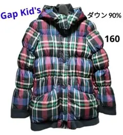 Gap Kid's フード付きマルチカラー チェックダウンコート