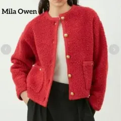 Mila Owen 金釦ノーカラーコンパクトラメニットジャケット