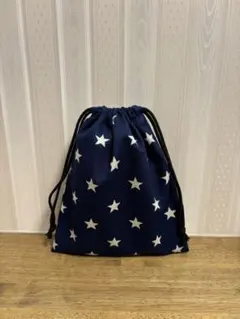 【68aB】ハンドメイド 給食袋 星 ネイビー シンプル
