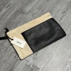 Yves Saint Laurent コットンキャンバス×PUレザー ポーチのサムネイル