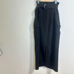 美品 エムズエキサイト タイトスカート フロントスリット 黒 F 春夏 カーゴ